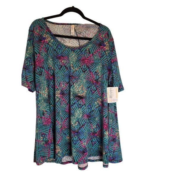 LuLaRoe Tops - Lularoe Teal Pink Multi-color Perfect T - 2XL - NWT